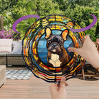 French Bulldog Wind Spinner Pet Dog Memorial Gifts 3D Aluminum Metal Kinetic Hanging Wind Sculpture Spinners for Yard and Garden Indoor Outdoor Window Garden Decoration 8 Inch (French Bulldog 2)