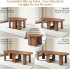 47-118 Inch Round Extendable Dining Table for 4-12, Kitchen Table with Wood Strip Base, Modern Oval Dining Room Table for Kitchen Living Room, Walnut