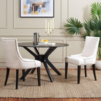 SAFAVIEH Home Collection - Lester White Faux Leather Dining Chair, Nailhead Trim, Modern Transitional Accent Seating (MCR4709N)
