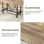 LITTLE TREE 63-Inch Industrial Bar Table with Metal Footrest, Counter Height Pub Table for Kitchen, Home Bar & Entertaining (Rustic Gray)