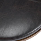 Christopher Knight Home Neapo Modern Round Ottoman Coffee Table, Faux Leather Cocktail Ottoman for Living Room Sofa, Entryway Comfortable Footstool, Durable Metal Frame Ottoman Foot Rest, Dark Brown