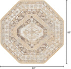 Unique Loom Outdoor Traditional Collection Area Rug - Valeria (5' 3" Octagon, Natural/ Ivory)