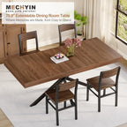 MECHYIN Extendable Dining Room Table for 4 6 8, 55"-70.9" Large Rectangle Kitchen Table,Wood Expandable Dining Table with Hidden Leaf & Storage, Space Saving, for Kitchen Dining Living Room, Walnut