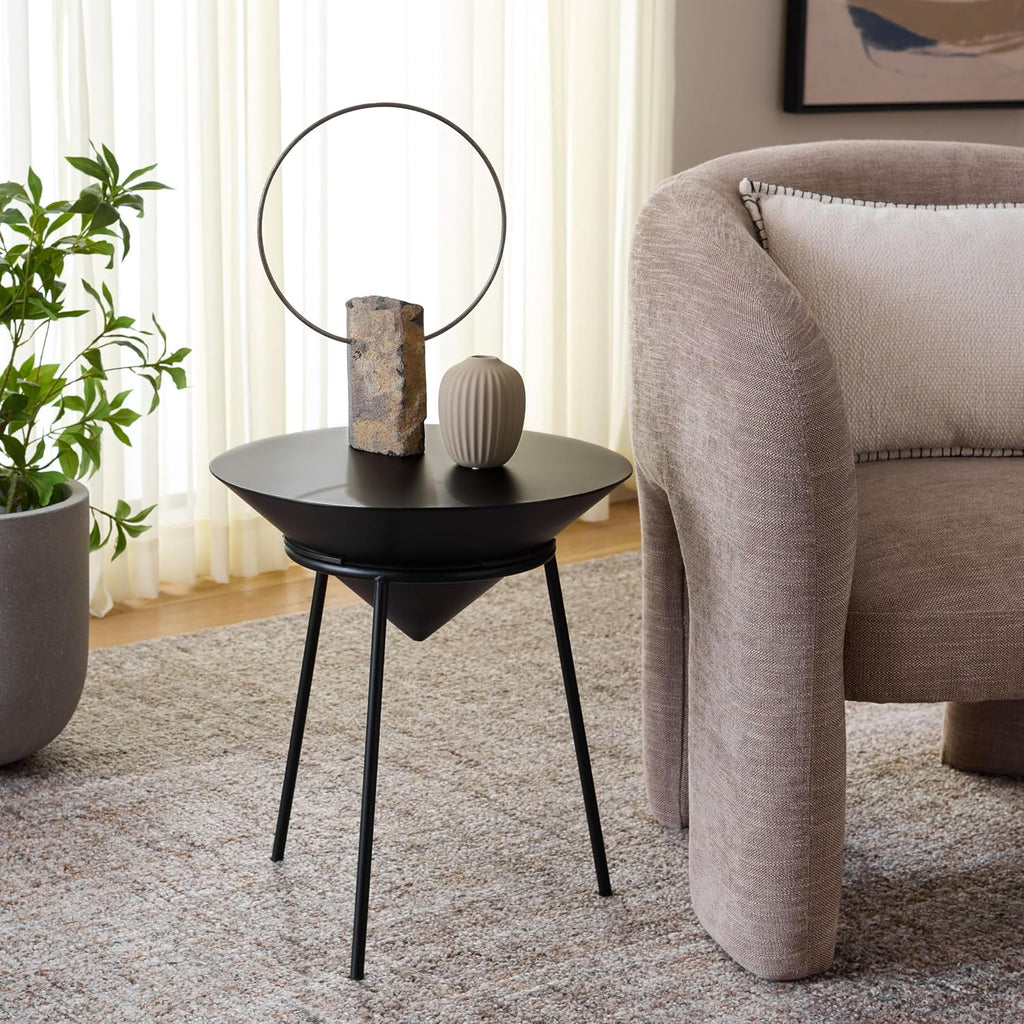 SAFAVIEH Home Collection - Apuline Modern Black Side Table with Tripod Legs (ACC5513A)