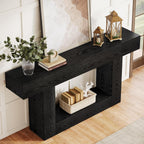 Tribesigns 63-Inch Long Console Table, 2-Tier Entryway Table Sofa Table with Storage, Farmhouse Wood Behind Couch Table for Living Room, Hallway, Black
