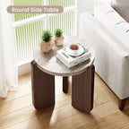 SUNBURY Side Table, Small Round End Table with 3 Legs, Nightstand for Small Spaces, Accent Table with Faux Marble Tabletopn for Living Room, Bedroom