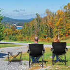 Leonyo 2 Pack Camping Chairs for Adults, Lawn Chairs with Table, Heavy Duty Folding Chairs for Outside Oversized & Comfy Sports Chair for Adults Fishing, Beach, Patio, Hiking, Lawn, Travel - Black