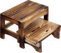 URFORESTIC Handcrafted Solid Wood Bed Step Stool-Foot Stool Kitchen Stools Bed Steps Small Step Ladder Bathroom Stools (Burned)
