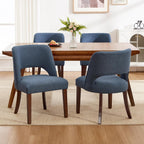 Dining Chairs Set of 6,Modern Dining Room Chairs with Thick Cushions,Upholstered Linen Fabric Kitchen Chairs for Kitchen Dining Room DARKBLUE
