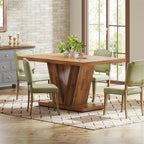 Tribesigns 47-Inch Dining Table for 4, Walnut Brown Kitchen Dinner Table with Heavy Duty Pedestal, Farmhouse Wooden Eating Table for Home, Dining Room, Small Space