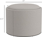 HOMCOM Round Storage Ottoman with Flip Top Tray, Footstool, Light Gray | Upholstered Fabric, Small Coffee Table, Hidden Compartment, Accent Vanity Stool, Living Room