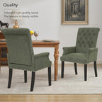 adochr Upholstered Fabric Accent Dining Chair, Arm Dining Chair with Elegant Tufted Club for Dining Room Kitchen Room, Green