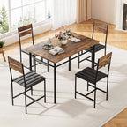 Kitchen Table Chairs Set of 4, 5-Piece Modern Dining Table Set | Kitchen Table and Chairs for Small Space with Upholstered Padded Chairs, Apartment, Rustic Brown