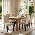 CHUN YI Upholstered Dining Chairs Set of 6, Fabric Dining Room Chairs with Solid Wood Legs, Modern Kitchen Chairs for Farmhouse Living Room Restaurant & Cafe, Oatmeal
