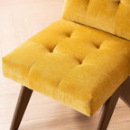 Rowill Modern Upholstered Dining Chairs Parsons Chair Linen Fabric Kitchen Chairs Tufted Armless Dining Room Chairs with Wood Legs Set of 4, Yellow
