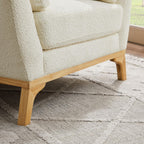 VANOMi Large-Sized Accent Chair, Thick Cushion Bedroom Reading Chair, Comfortable Living Room Single Sofa, Boucle Milky White