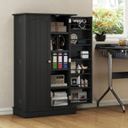 HOMCOM 41" Kitchen Pantry Storage Cabinet, Freestanding Kitchen Cabinet with 12 Door Shelves, Double Doors, 5-Tier Shelving and Adjustable Shelves, Black