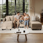Ihanherry 112" Modular Sectional U-Shaped Sofa, Modern 6-Seat Cloud Couch with 2 Storage Ottomans, Soft Chenille Fabric Sectional Set for Living Room Bedroom Apartment, Brown