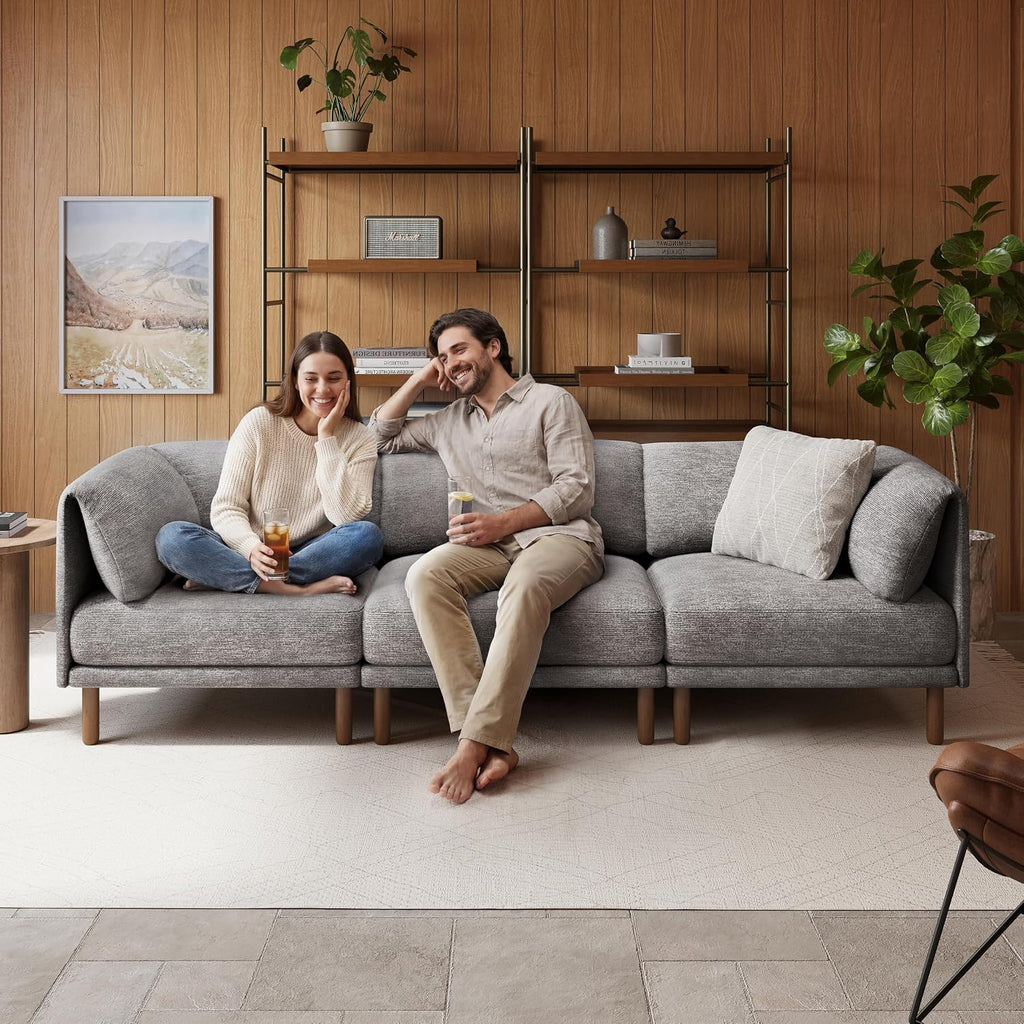 Cloud Sectional Couches for Living Room,Modular Sectional Sofa,Grey | Extra Deep 8 Seater,Mid Century Modern Oversized Couches With Ottoman,Solid Wood Leg,Large Sofa for Big Space,Office