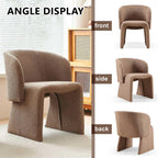 NORDICANA Barrel Dining Room Chairs with Arms, Faux Fur Accent Chairs Set of 2, for Kitchen, Living Room, Upholstered Armchairs, Brown