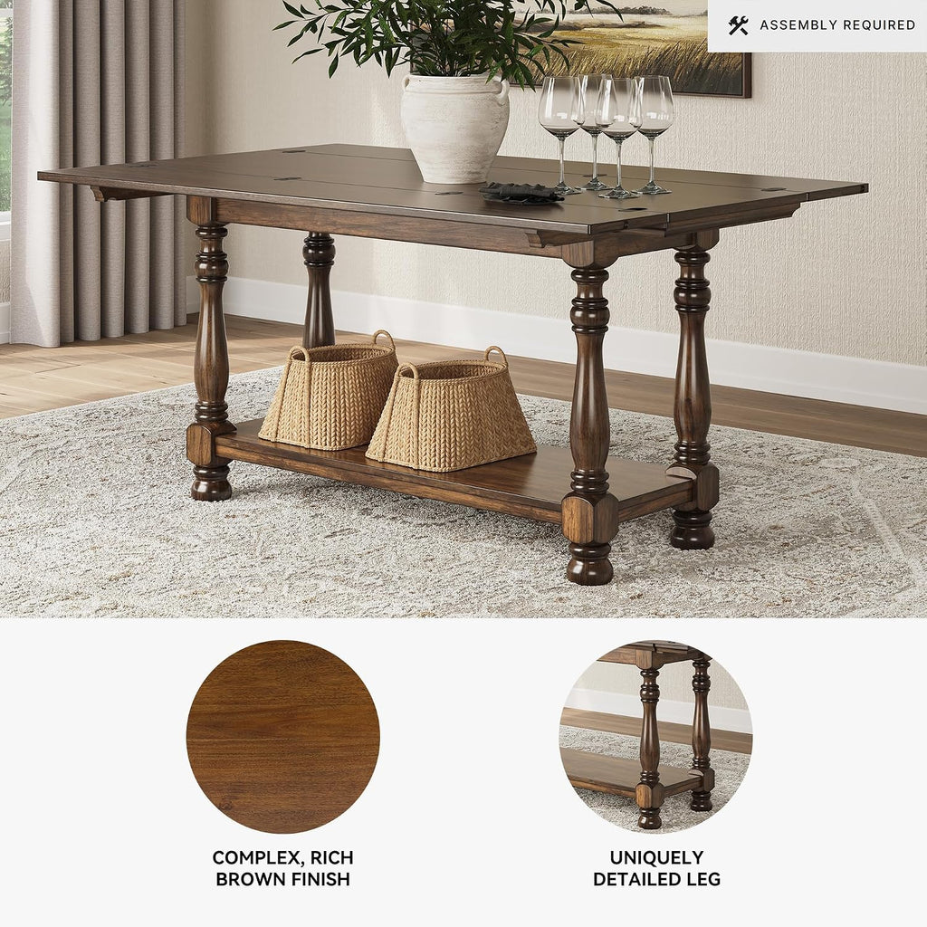 Signature Design by Ashley Sturlayne Flip Top Sofa Table, Expandable Console to Dining Table, Drop Leaf Design with Hardwood Solids, Space-Saving Multi-Use Furniture for Living Room, Brown