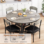 Round Dining Table Set for 4, Kitchen Table and Chairs for 4, Circle Table Round Pedestal Dining Room Dinner Dinette Table Set,5 Piece Space Saving Wood Kitchen & Dining Room Tables (Grey, 42In)
