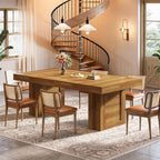 Tribesigns 63'' Farmhouse Dining Table for 6, Rectangle Wooden Kitchen Table with Heavy-Duty Legs, Rustic Large Dining Room Furniture for Family Meals, Banquets & Dinner Parties, Oak