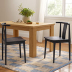 EYYTHUNG Wood Dining Chairs Set of 2, Farmhouse Kitchen Chairs with Curved Back, Modern Mid Century Wishbone Dining Chairs for Dining Room, Kitchen, Black