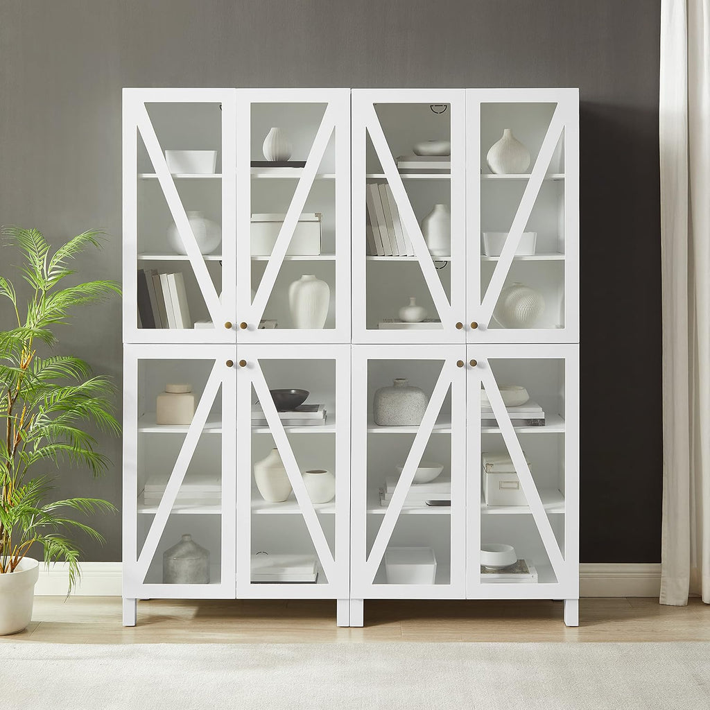 Crosley Furniture Cassai 2-Piece Pantry Storage Cabinet Set with Shelves, Kitchen, Dining, or Laundry Room, White