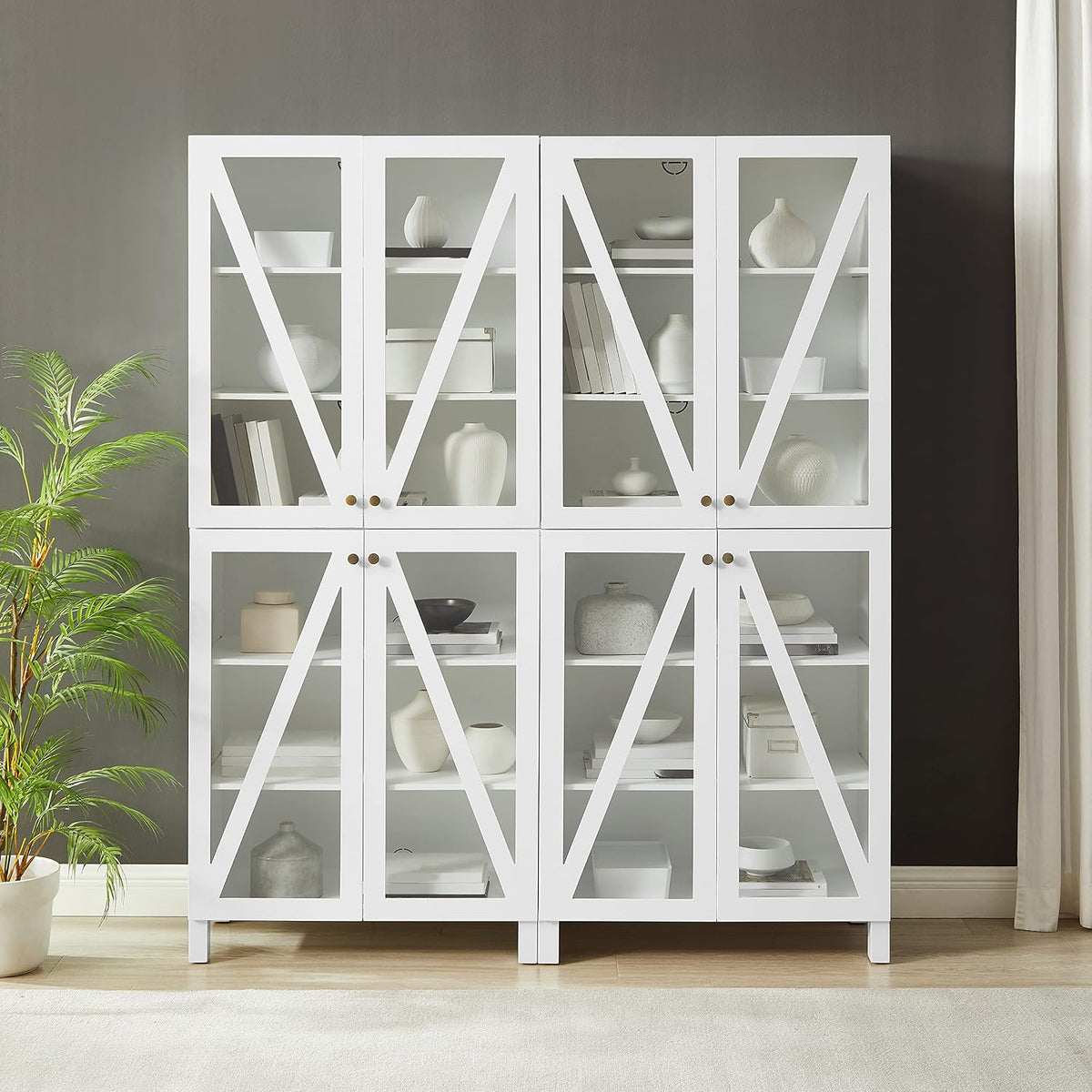 Crosley Furniture Cassai 2-Piece Pantry Storage Cabinet Set with Shelves, Kitchen, Dining, or Laundry Room, White