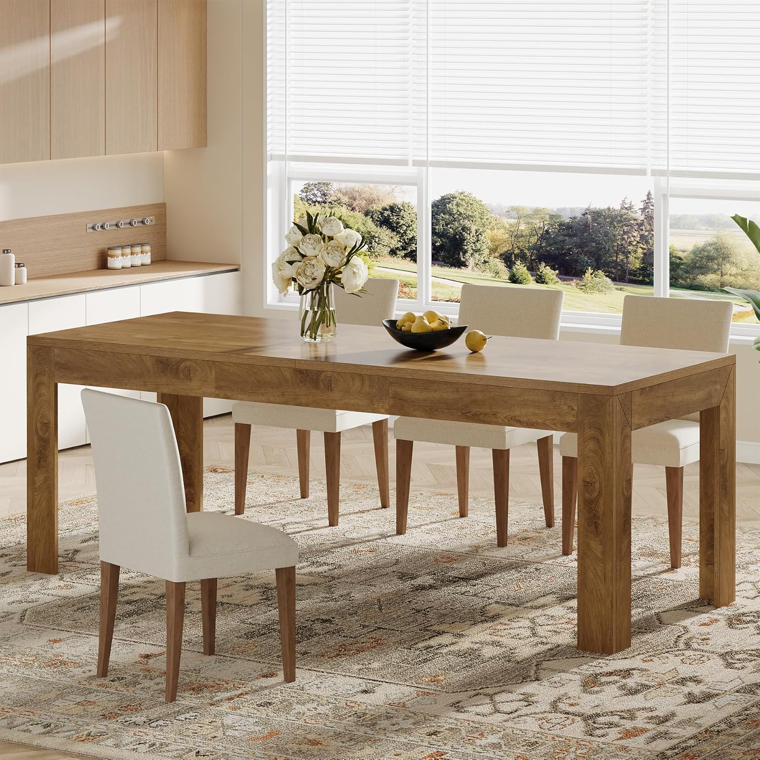 Tribesigns Dining Table for 6-8, 78.7-Inch Long Rectangle Kitchen Table, Modern Kitchen Dining Room Furniture, (78.74" L x 27.56" W), Brown