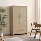 SICOTAS 71 inch Rattan Wardrobe Closet : Armoire Wardrobe with Drawers