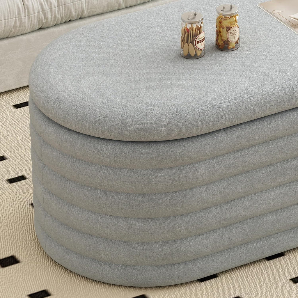 40 inch Upholstered Storage Ottoman Bench,Ready to go,Light Grey