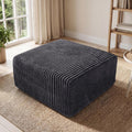 33.5'' Plush Fluffy Corduroy Ottoman for Floor Couch in a Box, Modern Compressed Sofa, Small Comfy Square Couch for Living Room, Bedroom, Grey, (Ottoman)