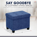Ornavo Home Storage Ottoman Small Rectangle Ottoman with Legs, Foot Rest Stool Seat, Load up to 600 LB, for Living Room, Bedroom, Home Office, Dorm - 12 x 16 x 12, Navy Blue