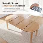 HNY Extendable Dining Table Round to Oval for 4-8, 42"-77" Oak Veneer Kitchen Table with Sturdy Legs, Modern Farmhouse Expandable Dining Room Table for Family Gatherings & Small Apartments, Natural