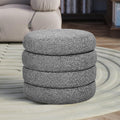 allamazing Storage Ottoman, Round Ottoman with Storage, Vanity Stool Foot Rest with Removable Lid, Round Boucle Upholstered for Living Room Pouf Footstool