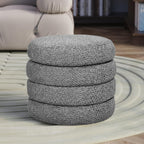 allamazing Storage Ottoman, Round Ottoman with Storage, Vanity Stool Foot Rest with Removable Lid, Round Boucle Upholstered for Living Room Pouf Footstool
