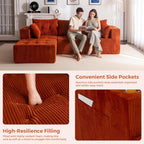 MAXYOYO Couch, L-Shaped Modular Cloud Couch, 4-Seat Sofa, Ottoman | Orange Tufted Sofa in a Box Includes One Ottoman, No Assembly, Offering Flexible 4-Seat Comfort for Modern Living Rooms