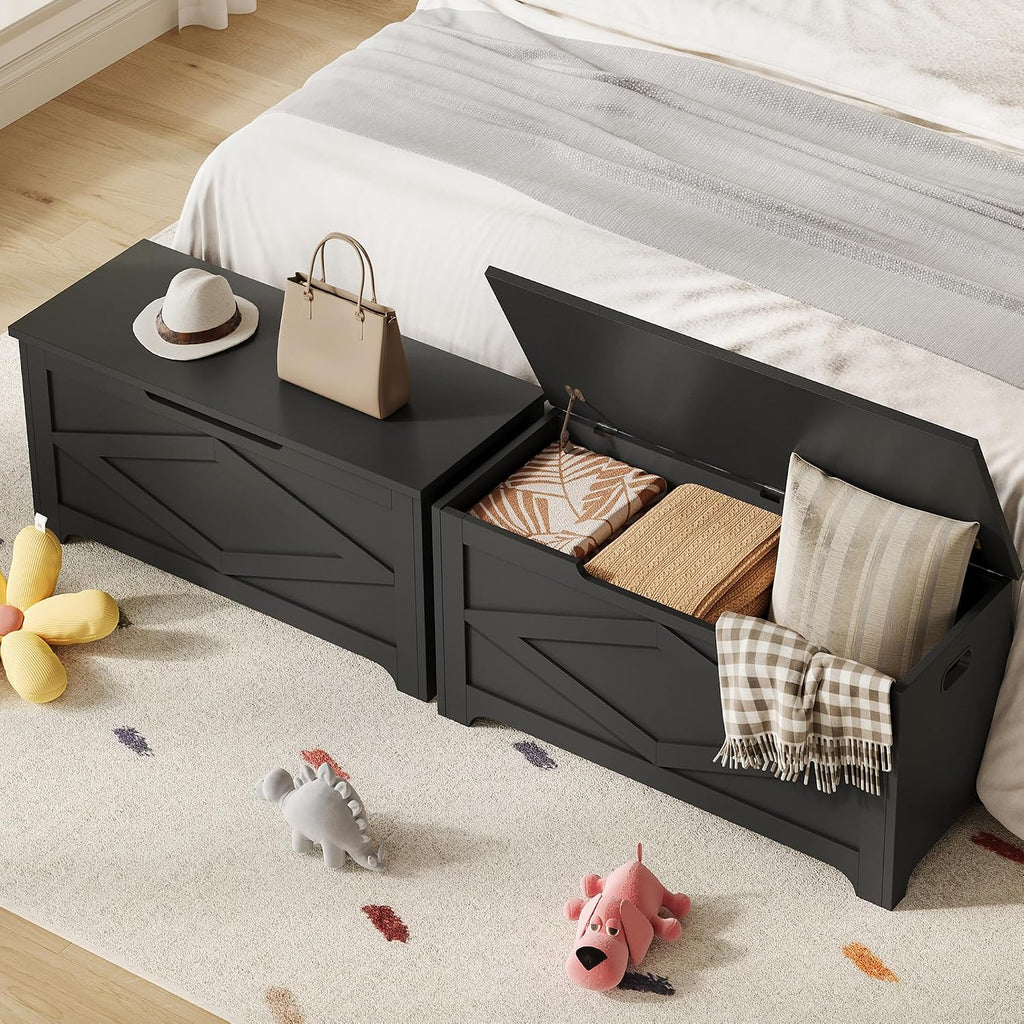 GAOMON Storage Chest, Wooden Storage Bench, Modern Style Lift-Top Shoes Bench with Safety Hinge for Entryway, Bedroom, Living Room, Supports 300 Lb and Easy Assembly