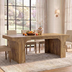 Tribesigns Large Dining Table for 6-8 People, 70.9" Long Wooden Kitchen Dinner Table Farmhouse Modern Style with Arch Design Legs, Rectangle Wooden Dinner Table for Dining Room, Natural Brown