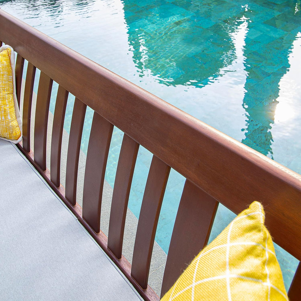 Cambridge Casual Solid Wood Como Daybed, 3-Seater Patio Sofa Bed with Removable Cushion, Weather-Resistant Frame, Natural Brown/Oyster