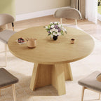 iPormis 47-Inch Round Dining Table for 4-6 People, Modern Wooden Kitchen Table for Dining Room, Farmhouse Circle Dinner Tables Furniture for Kitchen Living Room, Natural