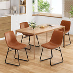 Soohow Mid-Century Modern Dining Chairs Set of 4, Faux Leather Upholstered Kitchen Chairs with Metal Legs, Comfortable Dining Room Chairs for Home