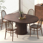 47.2"–63" Extendable Dining Room Table for 4–8, Round‑to‑Oval Expandable Wood Table with Dust‑Proof 2‑Tier Storage Shelf, Space‑Saving Modern Farmhouse Centerpiece for Living Room, Black Walnut