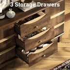 STO'SENSE Buffet Cabinet with Stroage, Large Sideboard Buffet Cabinet w/ 3 Drawers, Solid Wood Handle, Modern Coffee Bar Station w/ 2 Doors, Concealed Storage Shelves & Sliding Tray (Walnut)