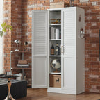 Modern Metal Pantry Cabinet with 4 Adjustable Shelves, Freestanding Steel Storage Cabinet for Kitchen & Home, 71" Tall