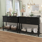 Farmhouse Console Table with Storage, Narrow Entryway Table with 2 Drawers & 2 Door Cabinets, Sofa Table Behind Couch with Shelf for Living Room, Entryway