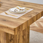 gopop Rustic Modern 79" Rectangular Dining Table, Solid Wood Farmhouse Kitchen Table with Sturdy Legs, Wooden Dining Room Table for 6–10 People