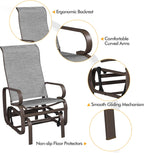 Yaheetech Outdoor Rocking Chair Patio Glider with Sling Seat Set of 1,Gray | Porch Chair and Outdoor Rocker with Steel Construction for Balcony, Deck, Backyard and Garden; Smooth-Gliding Lounge Seating